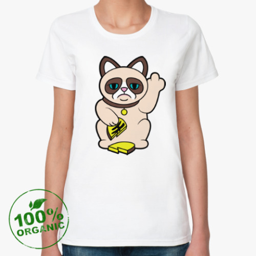Женская футболка из органик-хлопка Tard Grumpy Cat Maneki Neko