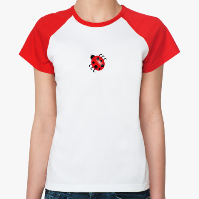 Фото Женская футболка реглан, бел/красн