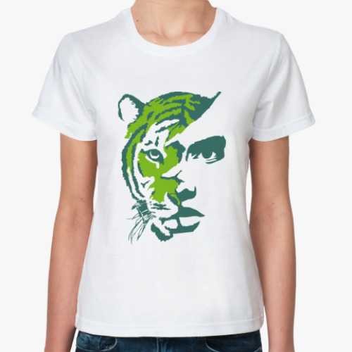 Классическая футболка Тигр зеленый