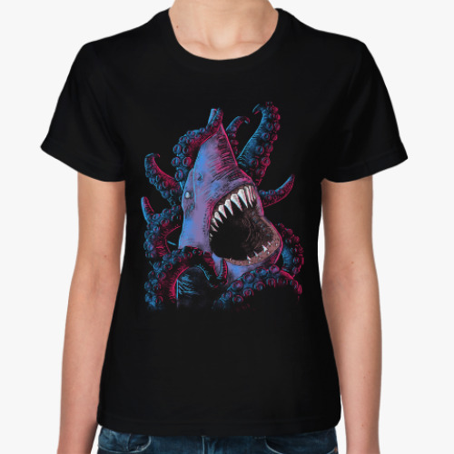 Женская футболка Акула VS Осьминог