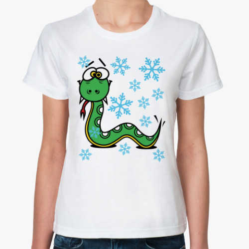 Классическая футболка Новогодняя змея