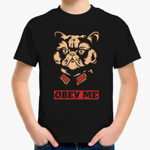 Детская футболка Obey the kitty.