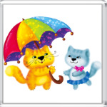 Котейки с зонтиком