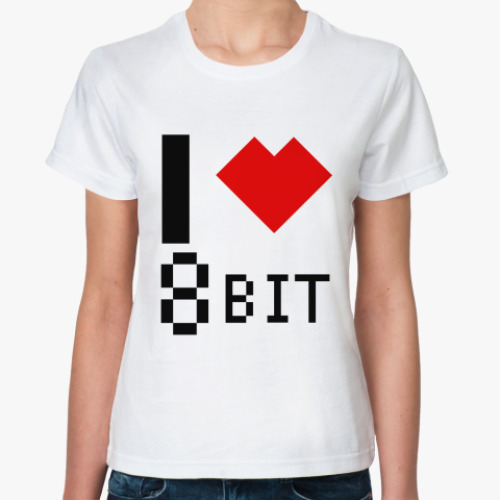 Классическая футболка I heart 8-bit  (бел)