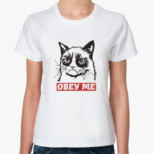 Классическая футболка Obey the kitty.