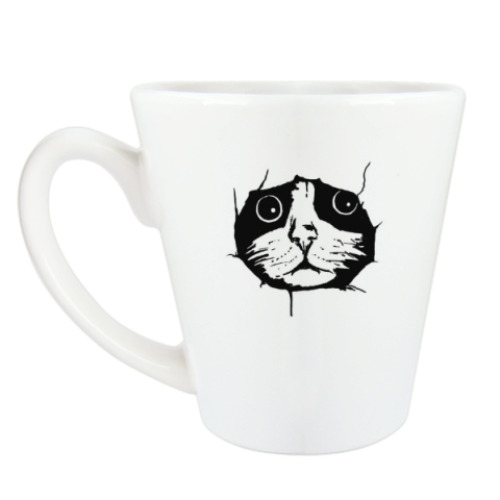 Чашка Латте Любопытный кот