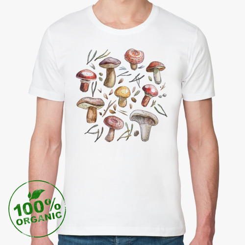 Футболка из органик-хлопка Принт с лесными грибами