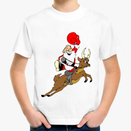 Детская футболка Сант Клаус на олене