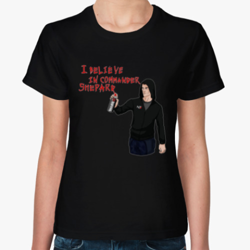 Женская футболка I believe in commander Shepard (renegade)