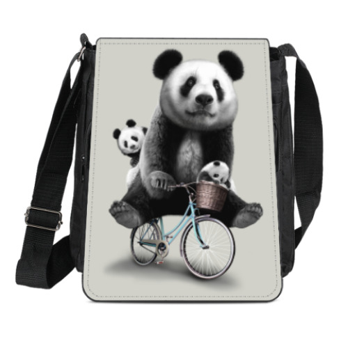 Сумка-планшет Панды на велосипеде