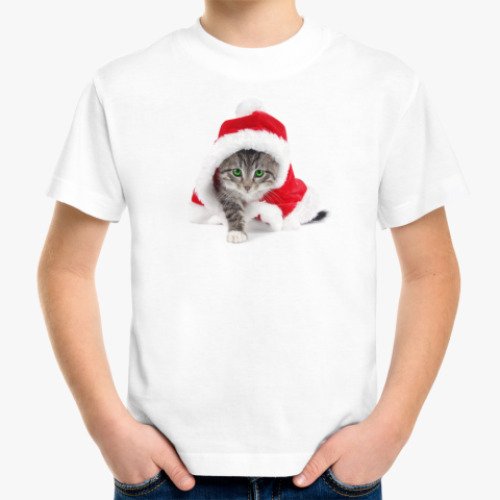 Детская футболка Новогодний котенок