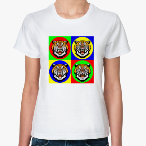 Классическая футболка Tiger Pop Art