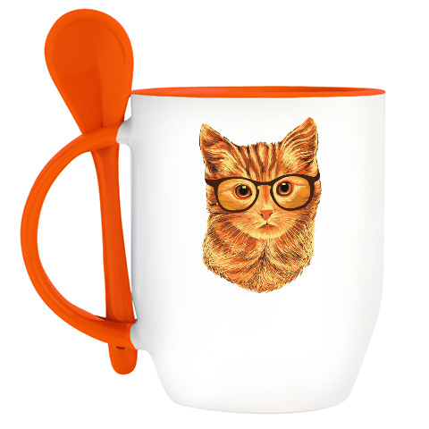 Kruzhka S Lozhkoj Ryzhij Kot V Ochkah Kupit Na Printdirect Ru 5372175 585