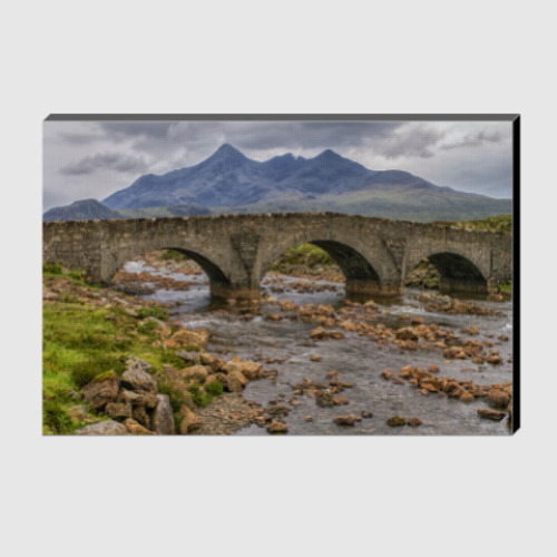 Холст Шотландия. Каменный мост на острове Скай