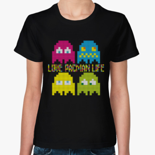 Женская футболка Pacman Game Life Love 8bit