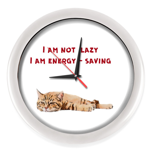 Настенные часы Я не ленивый, я энергосберегающий. Смешной кот.