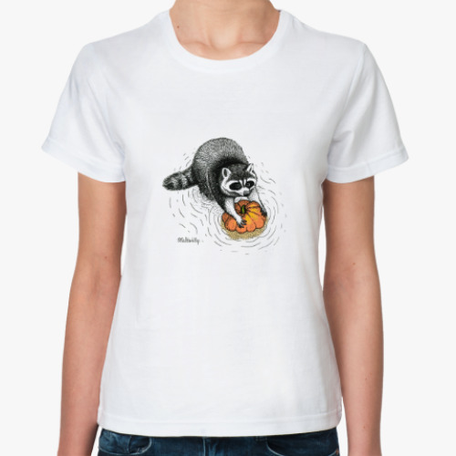 Классическая футболка Енот с тыквой