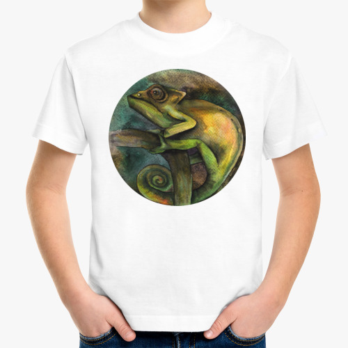 Детская футболка акварельный хамелеон