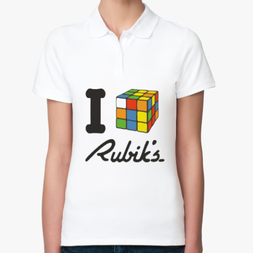 Женская рубашка поло (печать) I love Rubiks Cube | Кубик Рубика