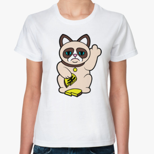 Классическая футболка Tard Grumpy Cat Maneki Neko