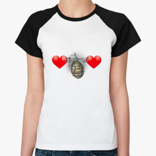 Женская футболка реглан Сердца и граната