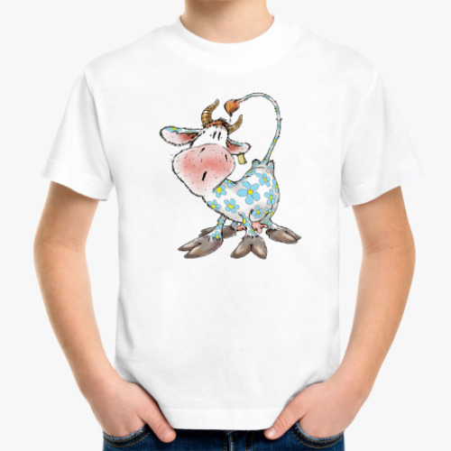 Детская футболка Корова в цветочек
