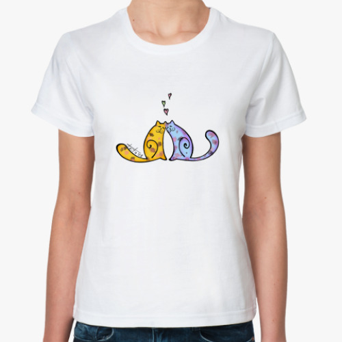 Классическая футболка  Влюблённые коты