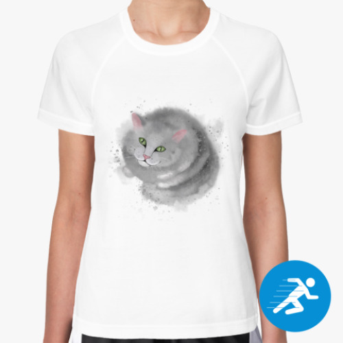Женская спортивная футболка Серый кот, кошка