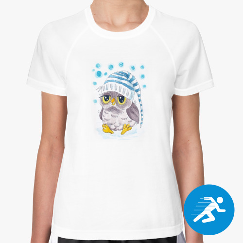 Женская спортивная футболка Сова в шапочке