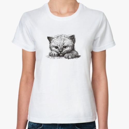 Классическая футболка Кот. Кошка. Cat. Kitty.