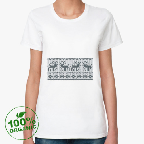 Женская футболка из органик-хлопка свитер с оленями