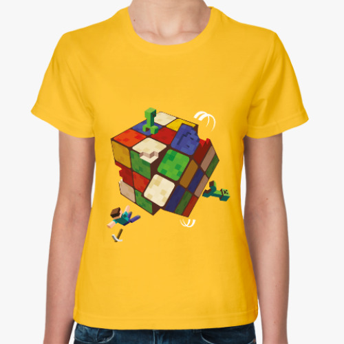 Женская футболка Майнкрафт и кубик Рубика
