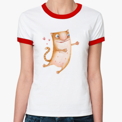 Женская футболка Ringer-T Мартовская Кошка