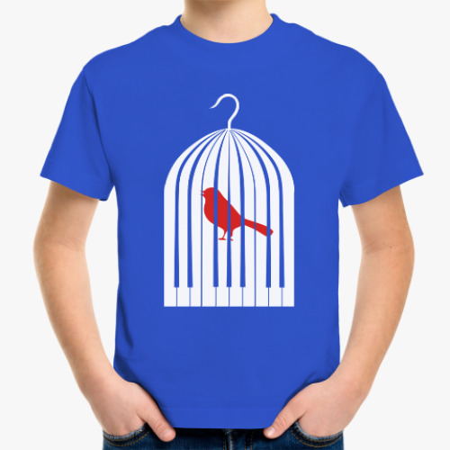 Детская футболка Птичка клетка пианино piano