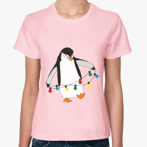Женская футболка Новогодний пингвин