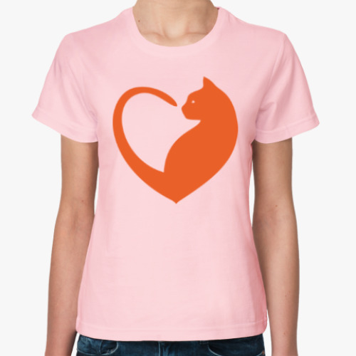 Женская футболка Котик-сердечко